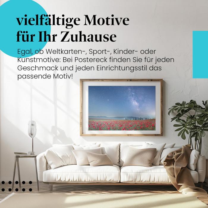 Leinwandbild "Mohnblumen & Milchstraße": Nacht, Sternenhimmel - atemberaubend!