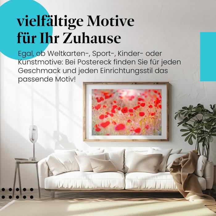 Leinwandbild "Mohnblumenfeld": Abendsonne - traumhafter Anblick.