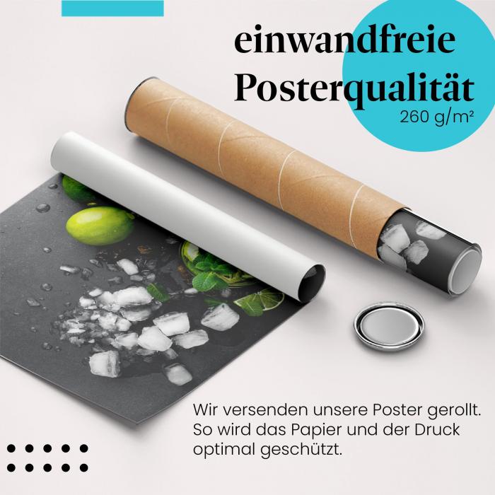 Gerolltes Poster "Mojito Cocktail". Zwei erfrischende Mojitos, perfekt für Cocktail-Fans.
