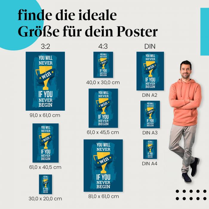 "You will never win if you never begin": Motivation Poster - Ein Aufruf zum Starten