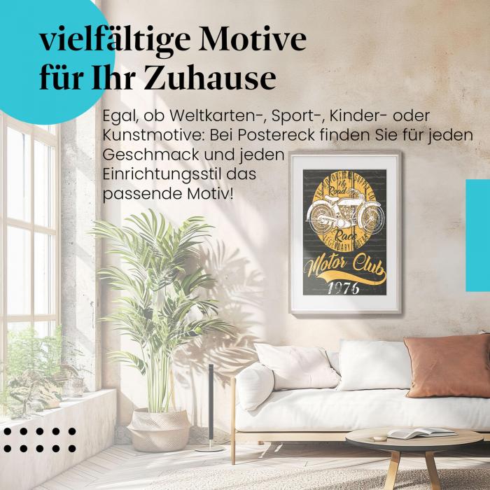 "Vintage Motorrad-Design" Leinwandbild: Klassisches Motorrad für Clubs und Liebhaber.