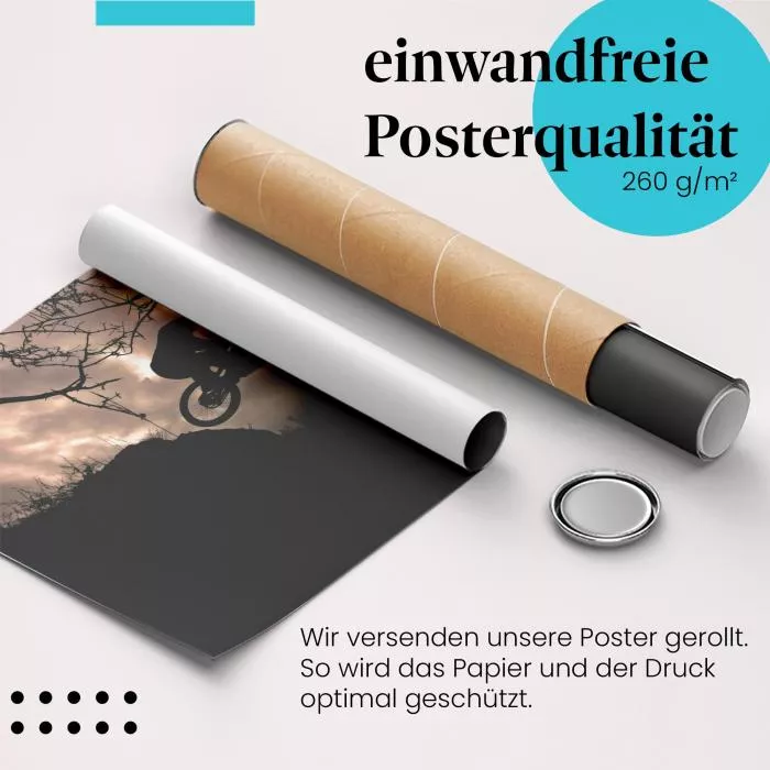Adrenalinrausch: Mountainbiker springt | Postereck 0068
