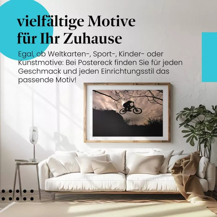 Adrenalinrausch: Mountainbiker springt | Postereck 0068
