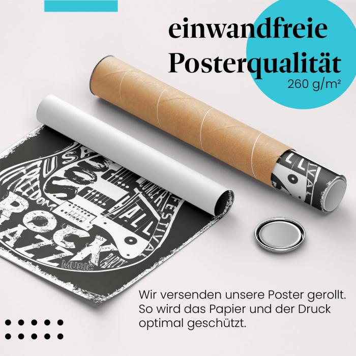 Gerolltes Poster "Rock Jazz Festival". Für Musikfans & Festival-Liebhaber, sicher verpackt.