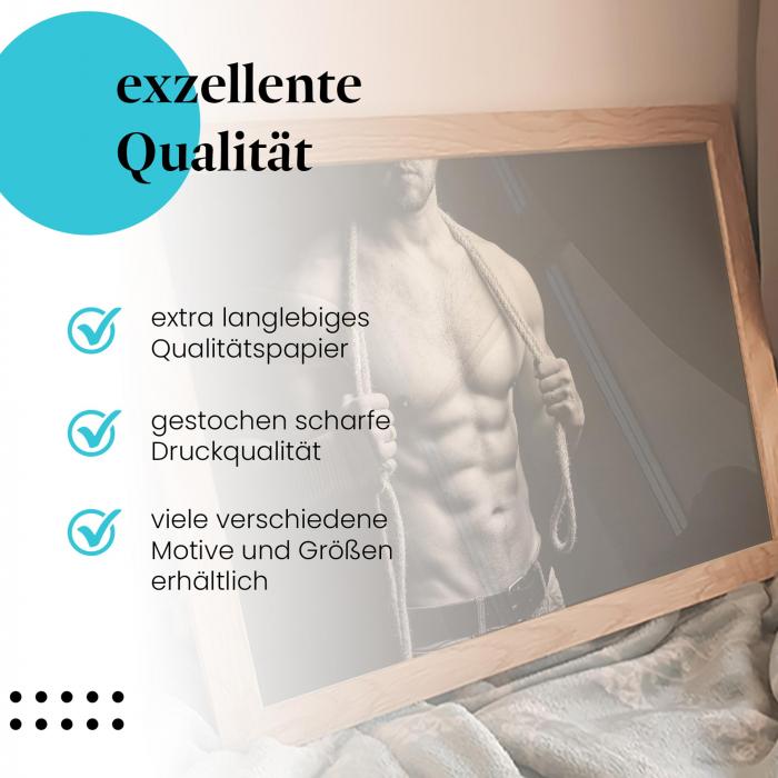 Preview: Muskulöser Mann: Schwarz-Weiß & Stärke | Postereck 0560