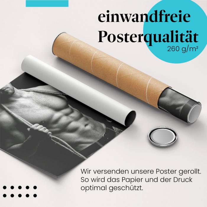 Preview: Muskulöser Mann: Schwarz-Weiß & Stärke | Postereck 0560