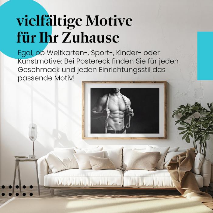 Preview: Muskulöser Mann: Schwarz-Weiß & Stärke | Postereck 0560
