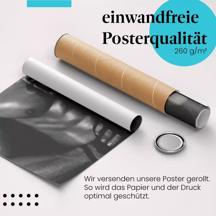Muskulöser Oberkörper: Schwarz-Weiß | Postereck 1868
