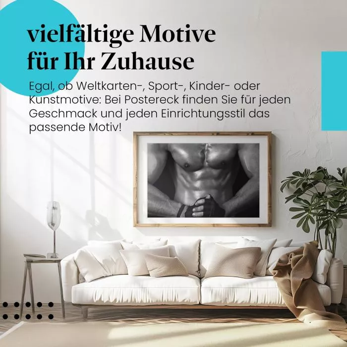 Muskulöser Oberkörper: Schwarz-Weiß | Postereck 1868