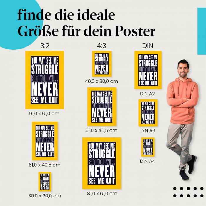 "Gib niemals auf!": Poster - Motivation & Willenskraft