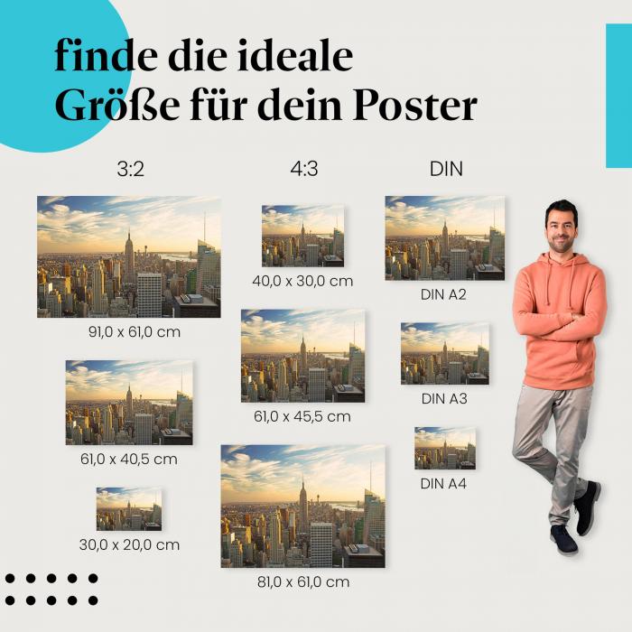New York Skyline Poster: Abendlicht - finde die ideale Größe!