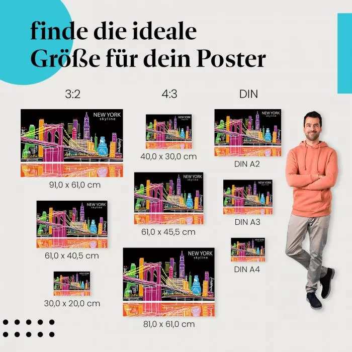 New York Skyline: Zeichnung & Brooklyn Bridge | Postereck 0765