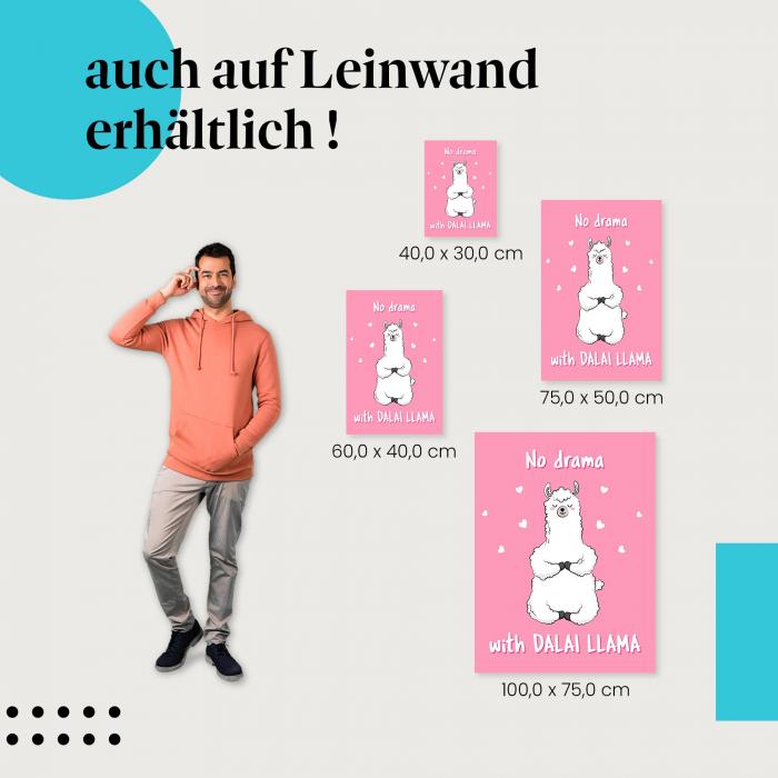 Lama: Leinwandbild. "No Drama...", Meditation, wähle deine Größe!