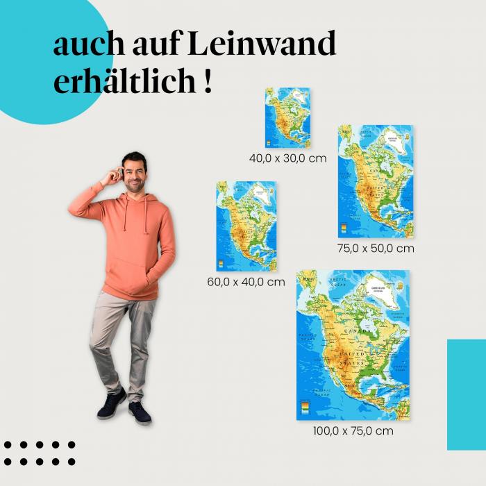 "Nordamerika Karte" Leinwandbild - Amerika zum Greifen nah!