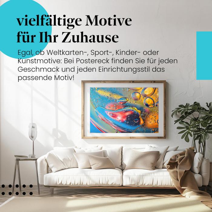 Leinwandbild "Ölflecken": Abstrakte Makrofotografie - farbenfroh & faszinierend!