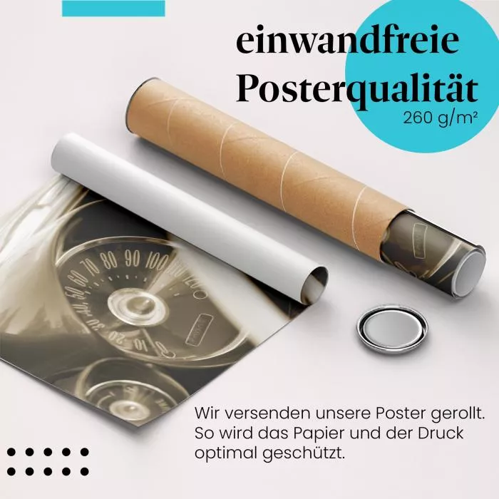 Oldtimer Armaturenbrett: Tacho & Lenkrad | Postereck 0005
