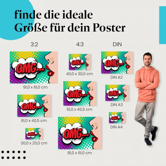 "OMG!" Poster: Überraschte Frau Pop Art - jetzt bestellen!