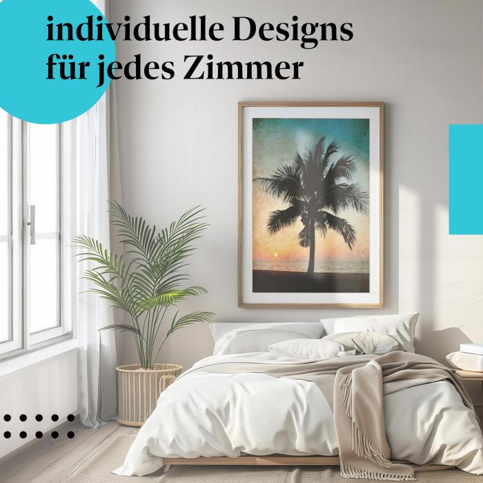 Schlafzimmer Deko: Tropen mit "Palme am Strand" Poster