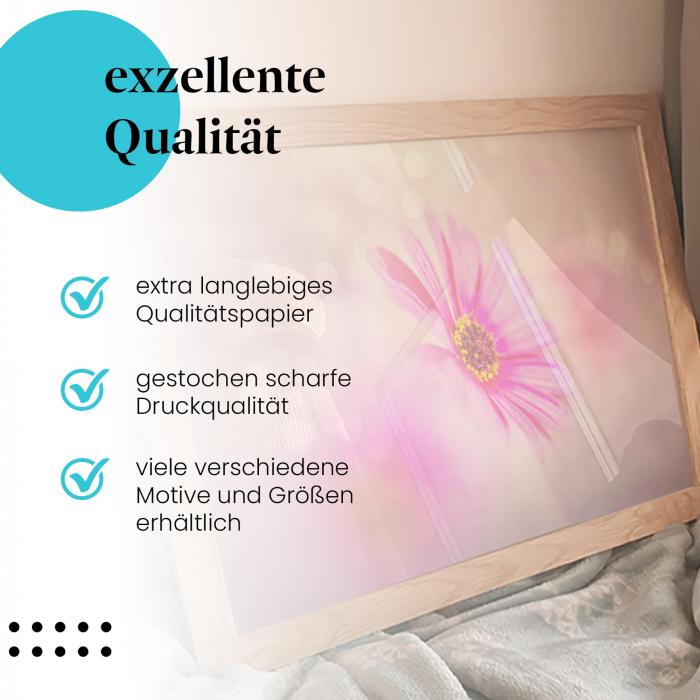 Gerahmtes Wandbild "Zarte Schönheit: Pinke Blume im Fokus" in verschiedenen Größen.