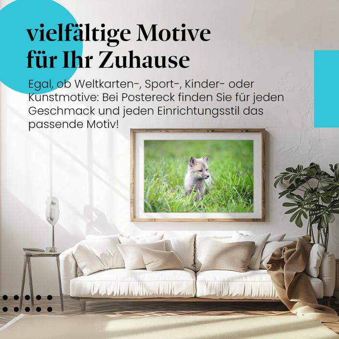 Leinwandbild "Polarfuchs": Welpe, graues Fell - niedlich & verspielt.