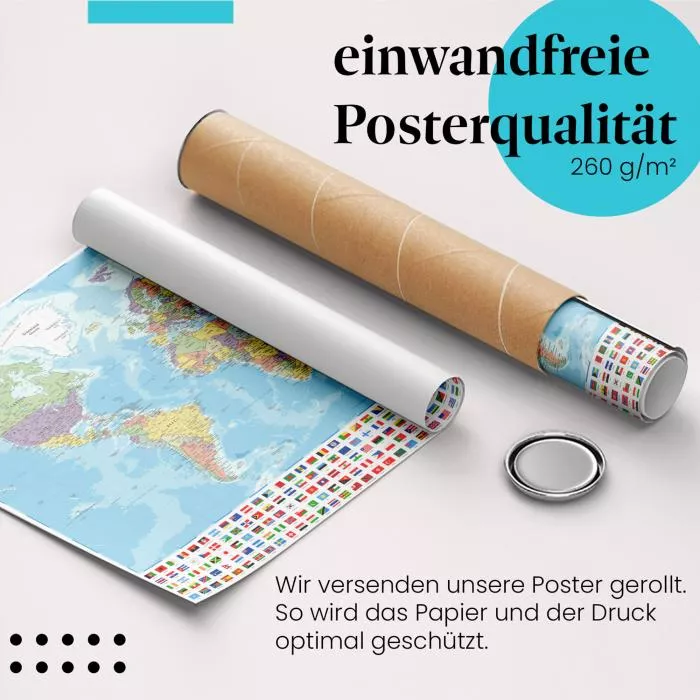 Weltkarte & Flaggen | Postereck 4086