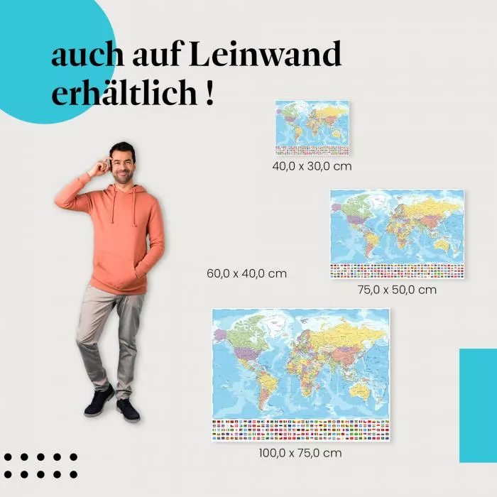 Weltkarte & Flaggen | Postereck 4086