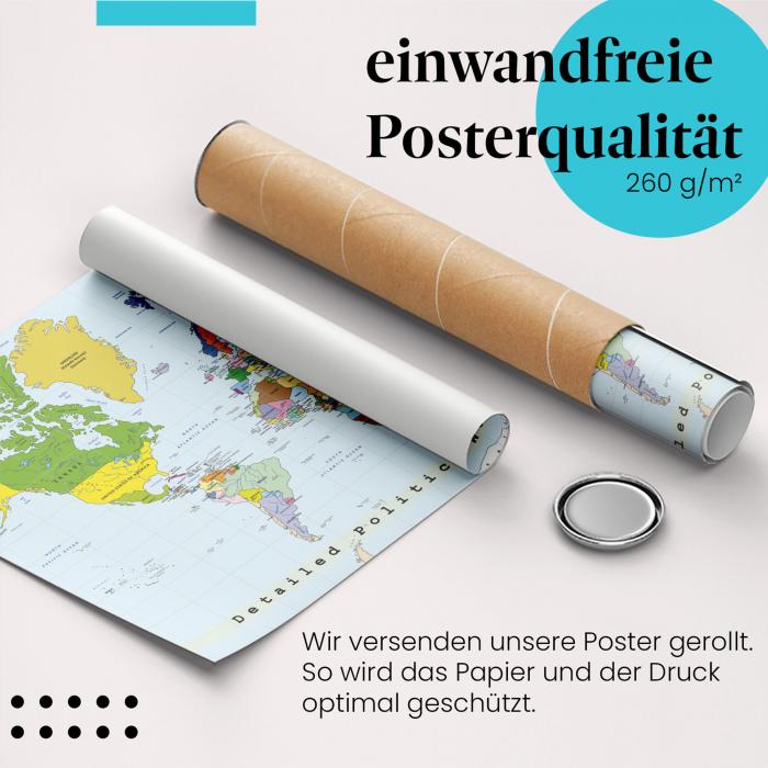 Preview: Politische Weltkarte: Länder & Kontinente | Postereck 0556
