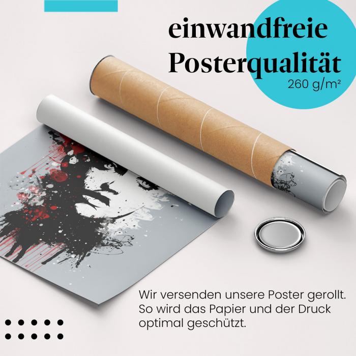 Gerolltes Poster "Farbenfrohes Portrait". Kunst & Emotionen, sicher verpackt.