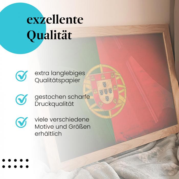 Preview:  Portugal: Vintage Flagge im Used-Look | Postereck 0288