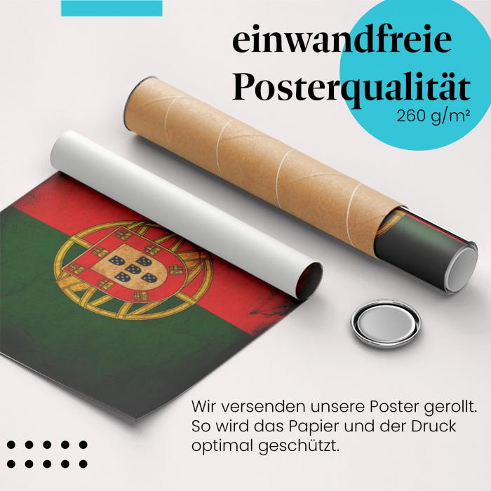 Preview:  Portugal: Vintage Flagge im Used-Look | Postereck 0288