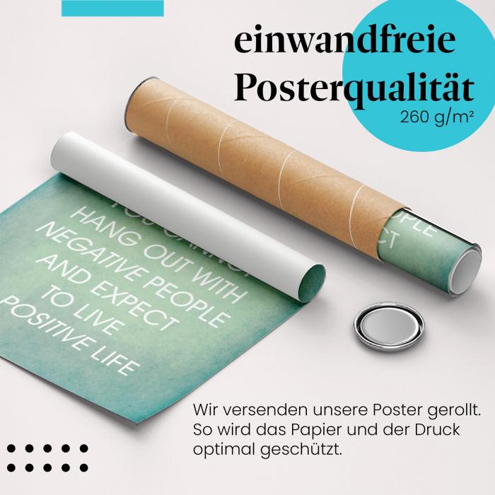 Gerolltes Poster "Positive Energie". Achtsamkeit im Umgang mit Menschen, sicher verpackt.
