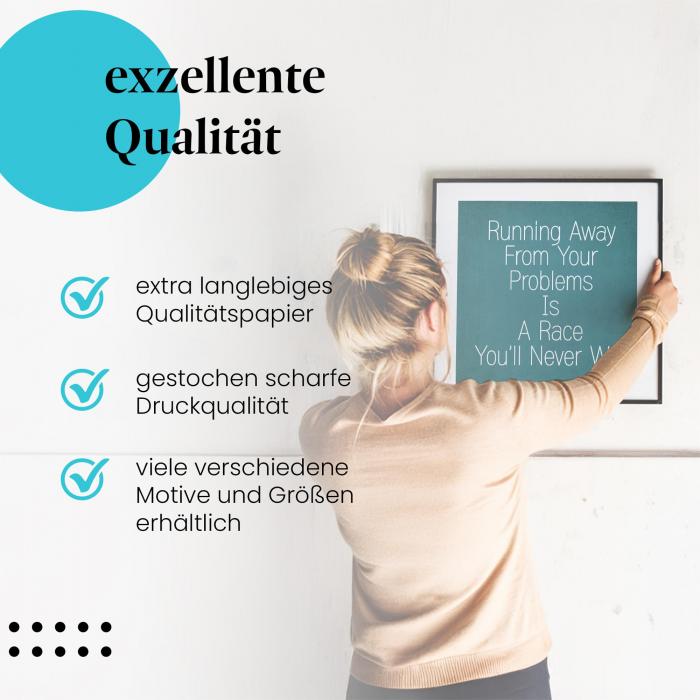Gerahmtes Bild "Probleme lösen" - Motivation zur Problemlösung, minimalistisches Design.