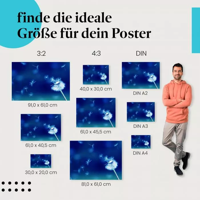 Leichtigkeit des Seins: Pusteblume im Blau | Postereck 0032