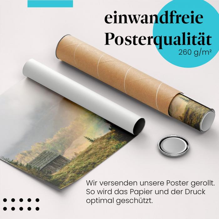 Preview: Berghütte & Regenbogen: Magischer Moment | Postereck 0675