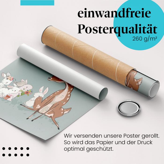 Gerolltes Poster "Freundschaft" - Tierische Freundschaft, sicher verpackt.