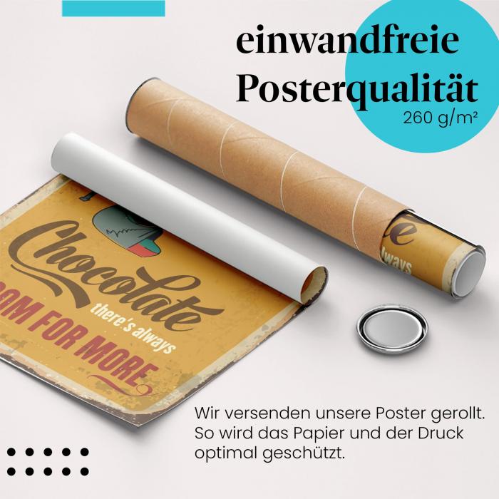 Gerolltes Poster "Schuhe & Schokolade", Retro.