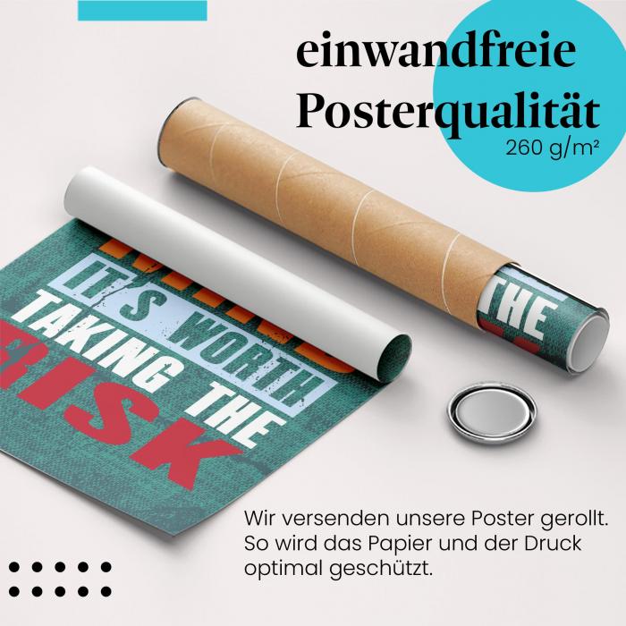 "Risiko": Gerolltes Poster, Zitat.