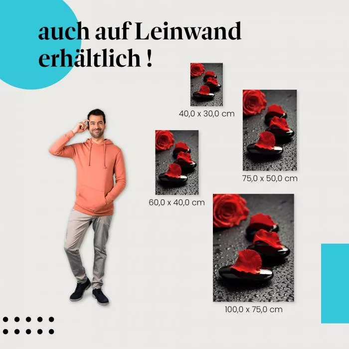  Rote Rose & Steine: Sinnlichkeit pur | Postereck 0264