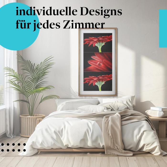 Schlafzimmer Deko: "Gerbera" Poster: Drei Ansichten - ein Hingucker für Ihr Schlafzimmer.