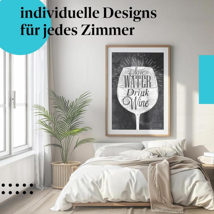 Schlafzimmer Deko: Wein-Humor mit "Wein Poster"