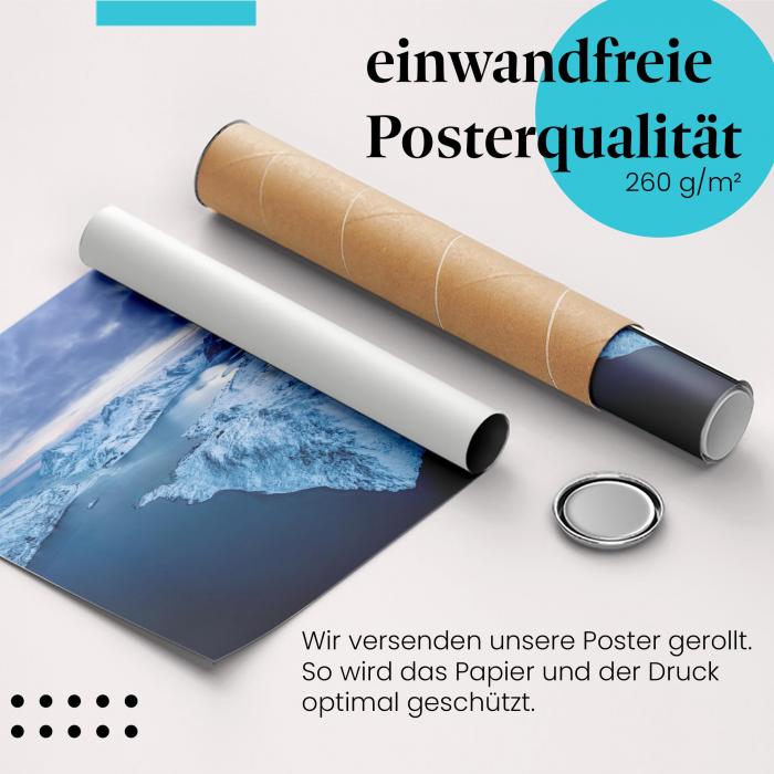 Gerolltes Poster "Fjordlandschaft". Winter & Berge, sicher verpackt.