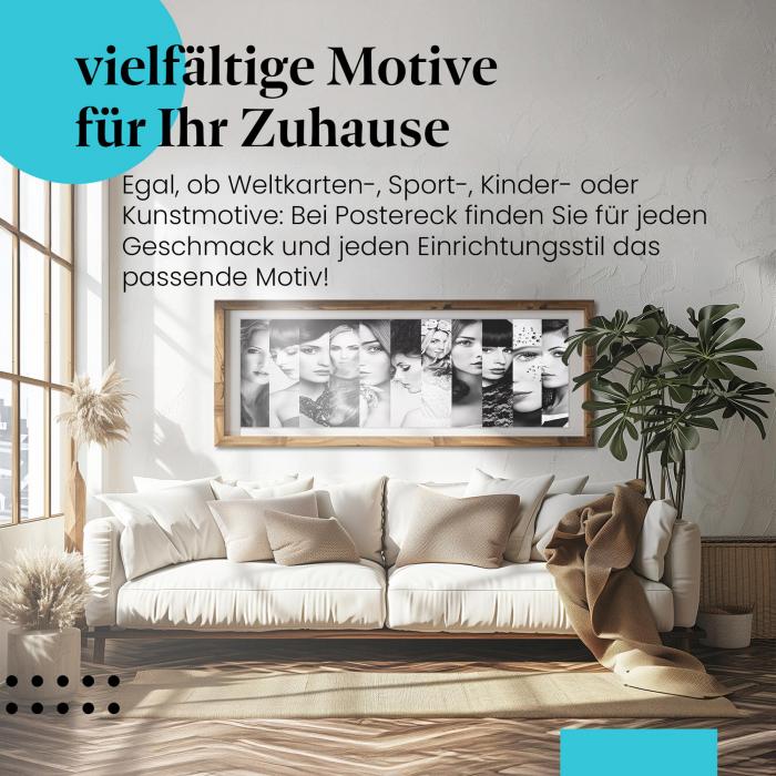 Frauenpower: Schwarzweiß-Poster mit Porträts - vielfältig & ausdrucksstark.