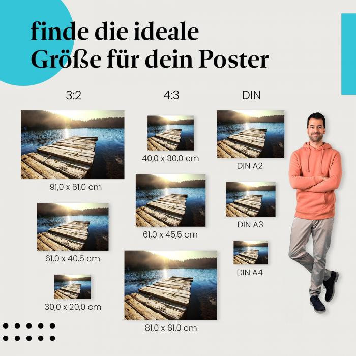 Romantische Stimmung am See: Poster "Sonnenuntergang am See" mit warmen Farben