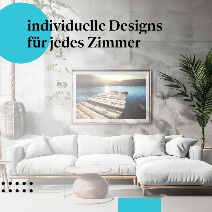 See Poster: "Sonnenuntergang am See" - Idyllischer Bergsee & Steg
