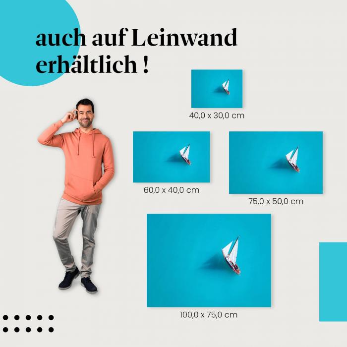 Segelboot: Leinwandbild. Türkisblau, Meer, Freiheit.