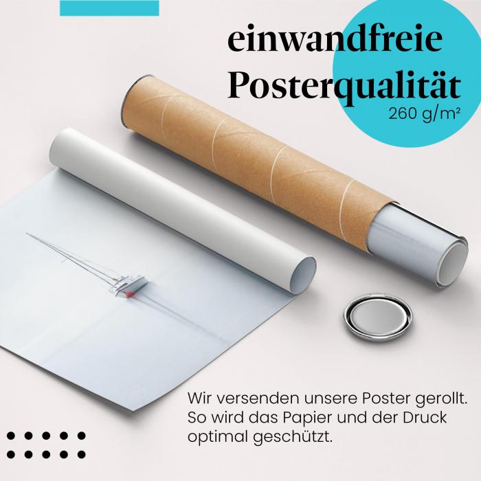 Gerolltes Poster "Minimalismus am See" - Ruhe & Weite, sicher verpackt.