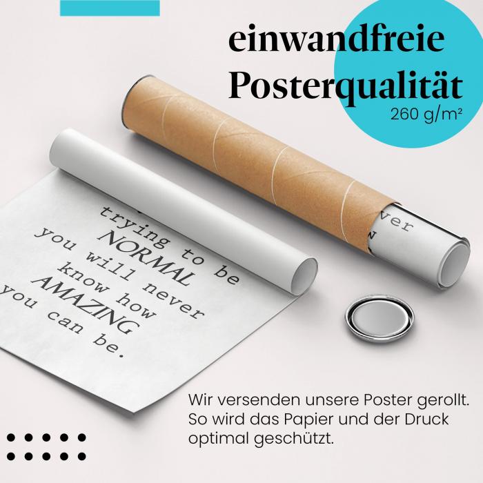 Gerolltes Poster "Entdecke deine Größe" - Inspiration zur Selbstentfaltung, sicher verpackt.