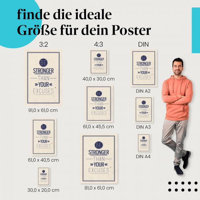 "Sei stärker als deine Ausreden": Poster - Motivation & Disziplin