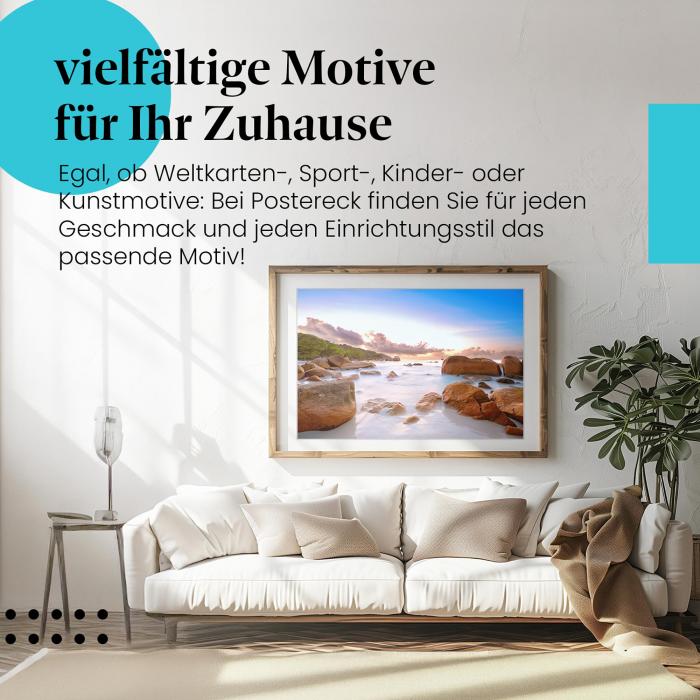 Dieses Leinwandbild versprüht Urlaubsfeeling und bringt die Schönheit der Seychellen in Ihr Zuhause.