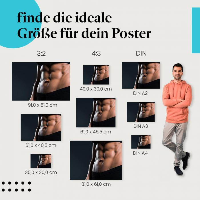 Fitness, Poster: Frau, Bauchmuskeln, athletisch.